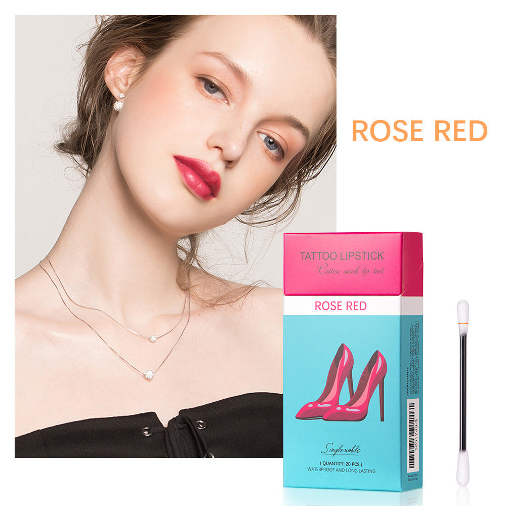 20 Pcs Set Cotton Swab Lipsticks Beauty Gym From House Rose red