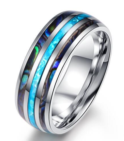 Nuncad 8mm Tungsten Caibide Wedding Ring Band Abalone Shell And Synthetic Opal For Men And Women Jewelry DealSniper.net