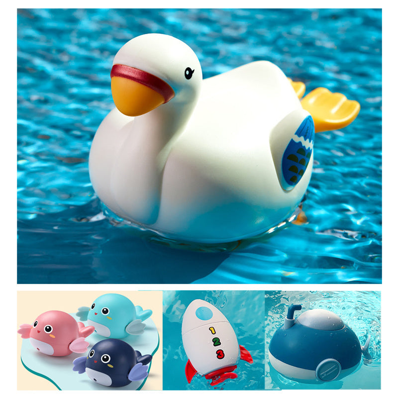 Baby Bath Toys Cute Cartoon Goose Dolphin Swimming Wind-up Kids DealSniper.net