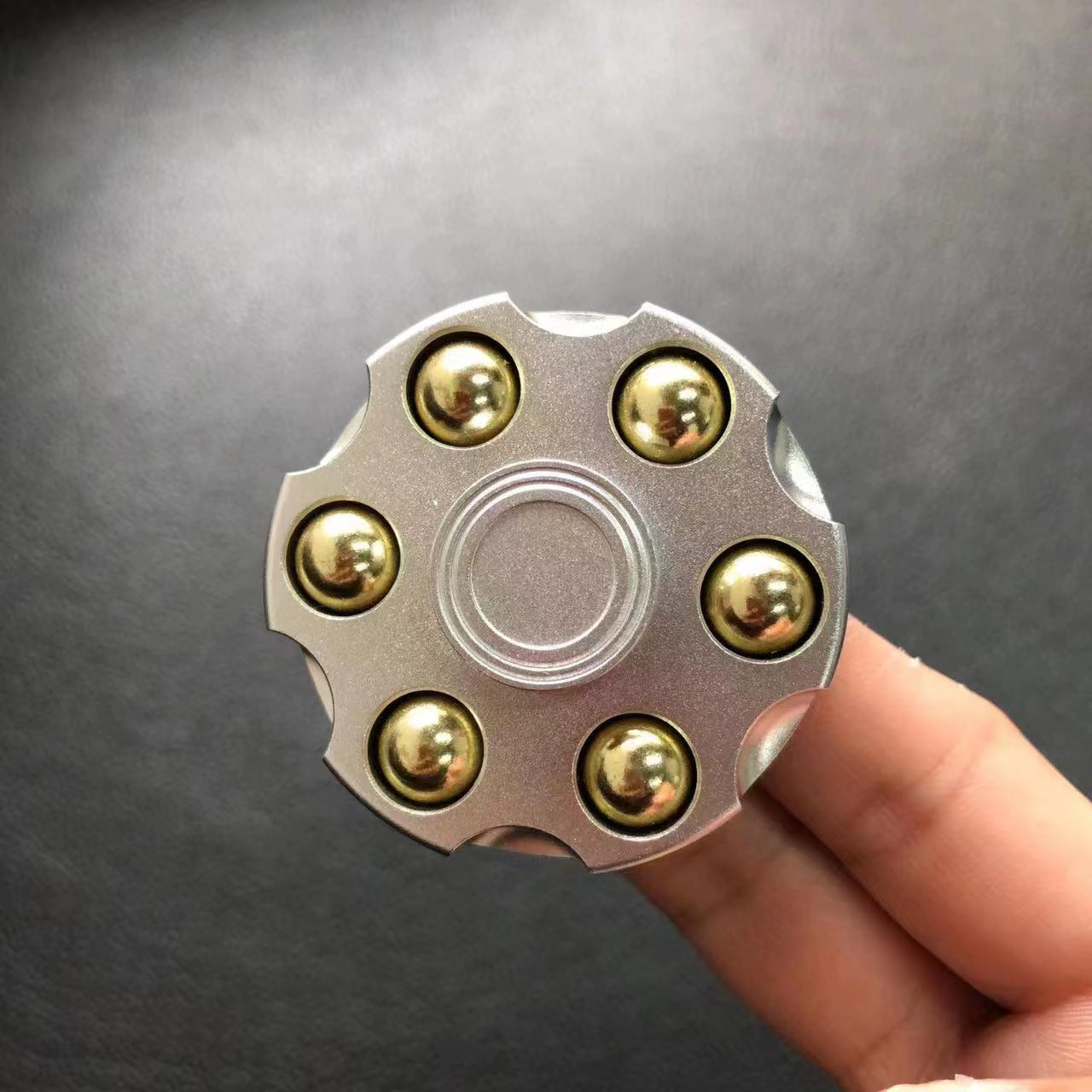 Unique Brass Gun Revolver Bullet Fidget Toy Spinner Hobby dealsniper-net Silver Iron Bullet Bare metal