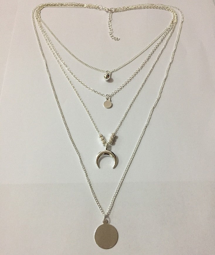 Fashionable Personality New Multi-layer Moon Disc Pendant Jewelry DealSniper.net Silver 10PCS