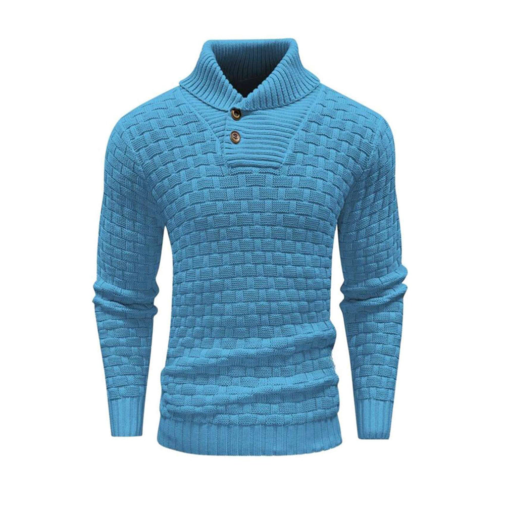 Men's Slim Turtleneck Sweater With Button Design Fashion Men DealSniper.net Sky Blue L