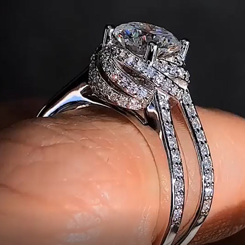 925 Sterling Silver Luxury Bold Big Wedding Rings Set For Bridal Women Engagement Jewelry DealSniper.net