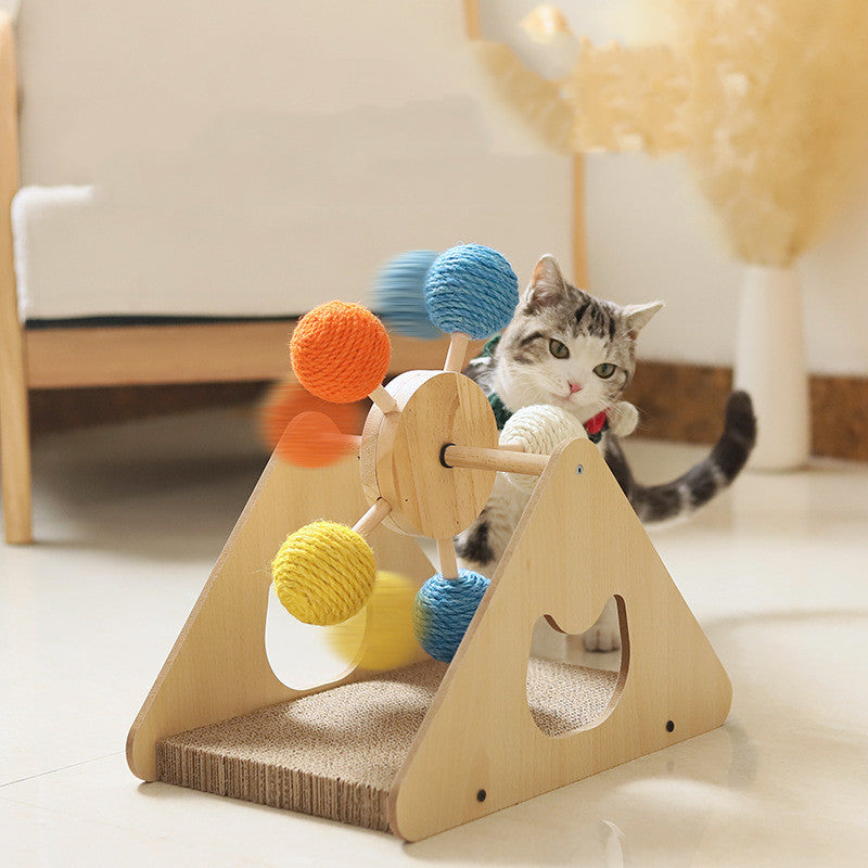 Solid Wood Rotary Table Cat Scratch Board Sisal Hemp Pets DealSniper.net