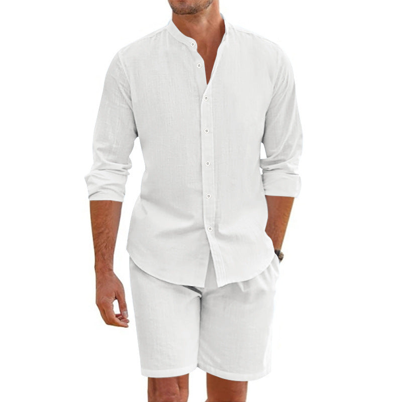 Summer Short Shirt Suit Fashion Lapel Button Down Short Sleeve Men Gym From House White L