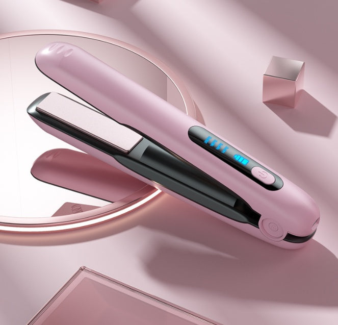 Wireless Hair Straightener Flat Iron Mini 2 IN 1 Roller Beauty DealSniper.net Pink