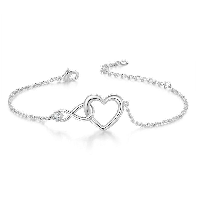 Heart-shape Bracelet Love Bracelet Gift For Girlfriend Valentine's Day Jewelry DealSniper.net White Gold