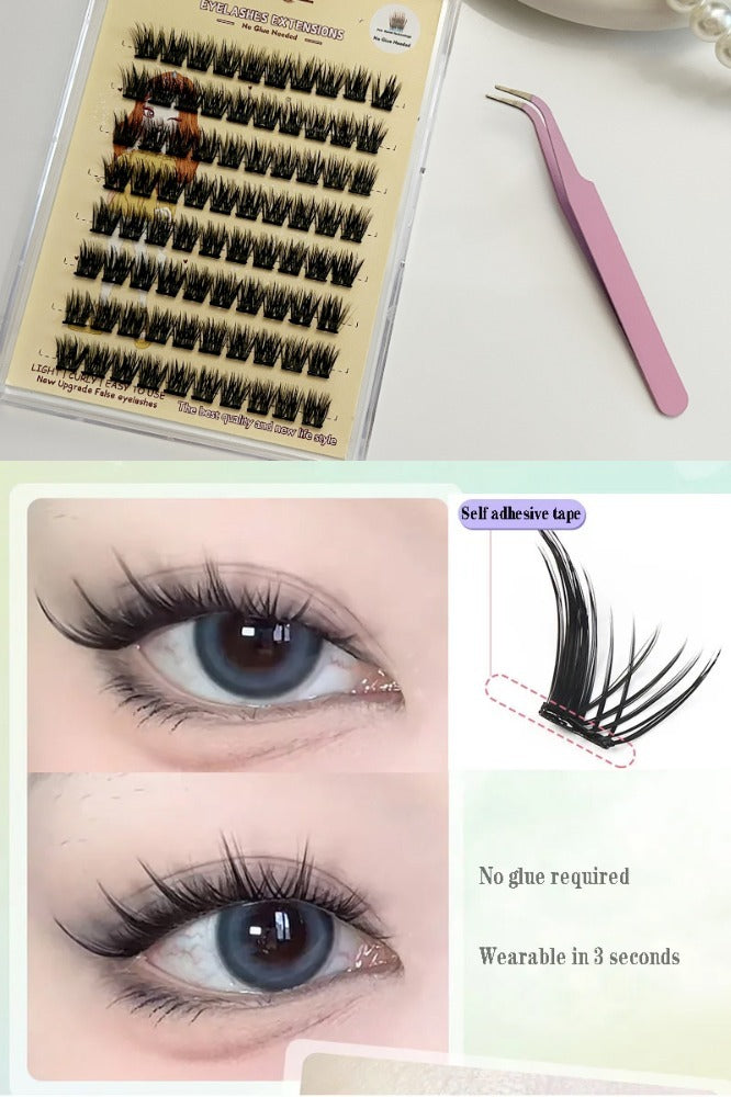 3D Self-adhesive False Eyelashes 8 Rows -Small Tweezer Tool Beauty DealSniper.net
