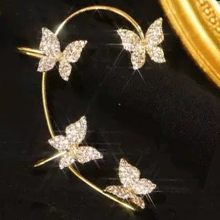 Fashion Earring Butterfly Ear Clip And Ear Hook Jewelry Deals DealSniper.net Left Gold