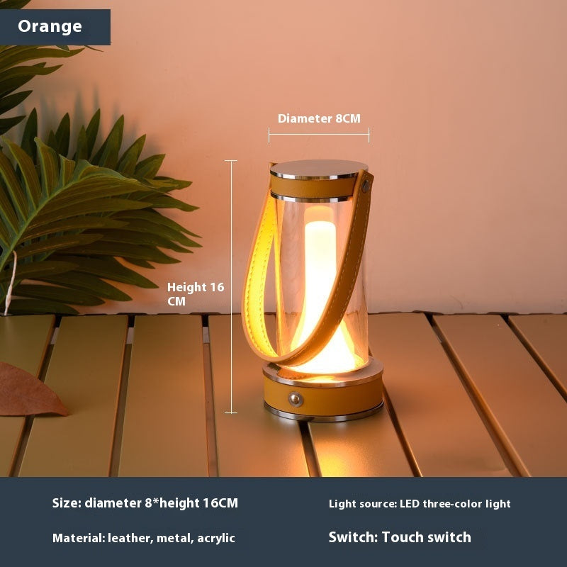 Creative Rechargeable Atmosphere Camping Leather Portable Table Lamp Home Decor Gym From House Orange