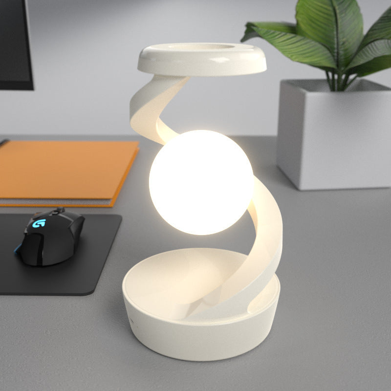 Rotating Moon Desk Lamp With Phone Wireless Charging Sensor Home Decor DealSniper.net White Basic Style