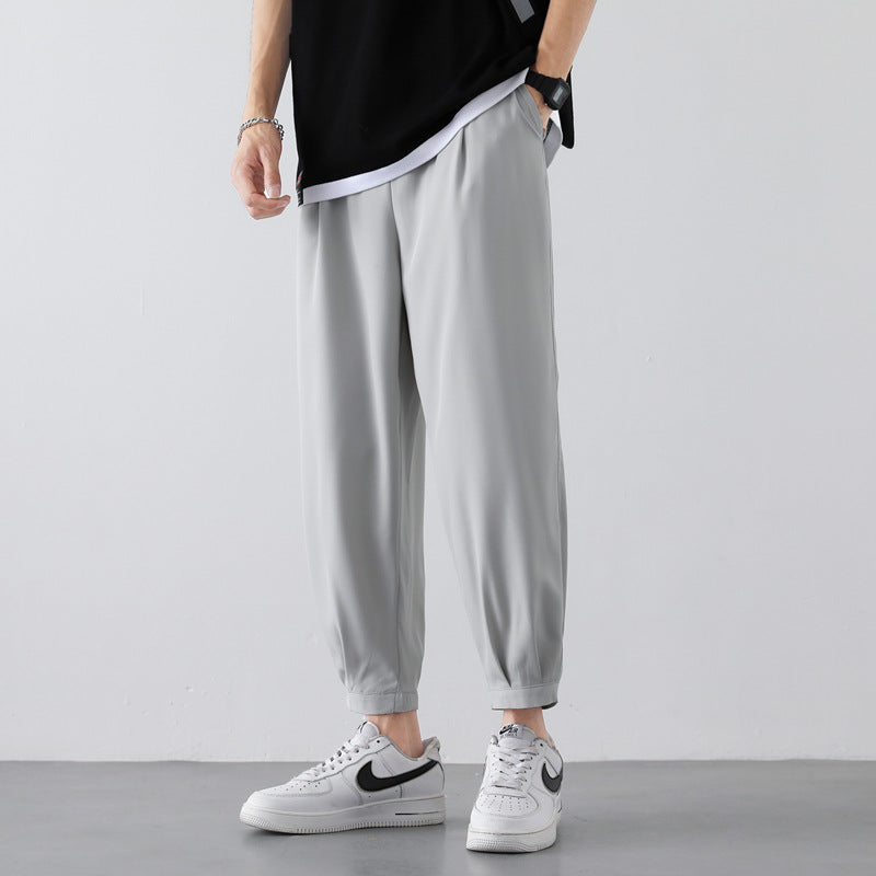 Drawstring Pants Summer Casual Ice Slik Trousers Jogger Hiking Sports Pants Men Men DealSniper.net Light gray 2XL