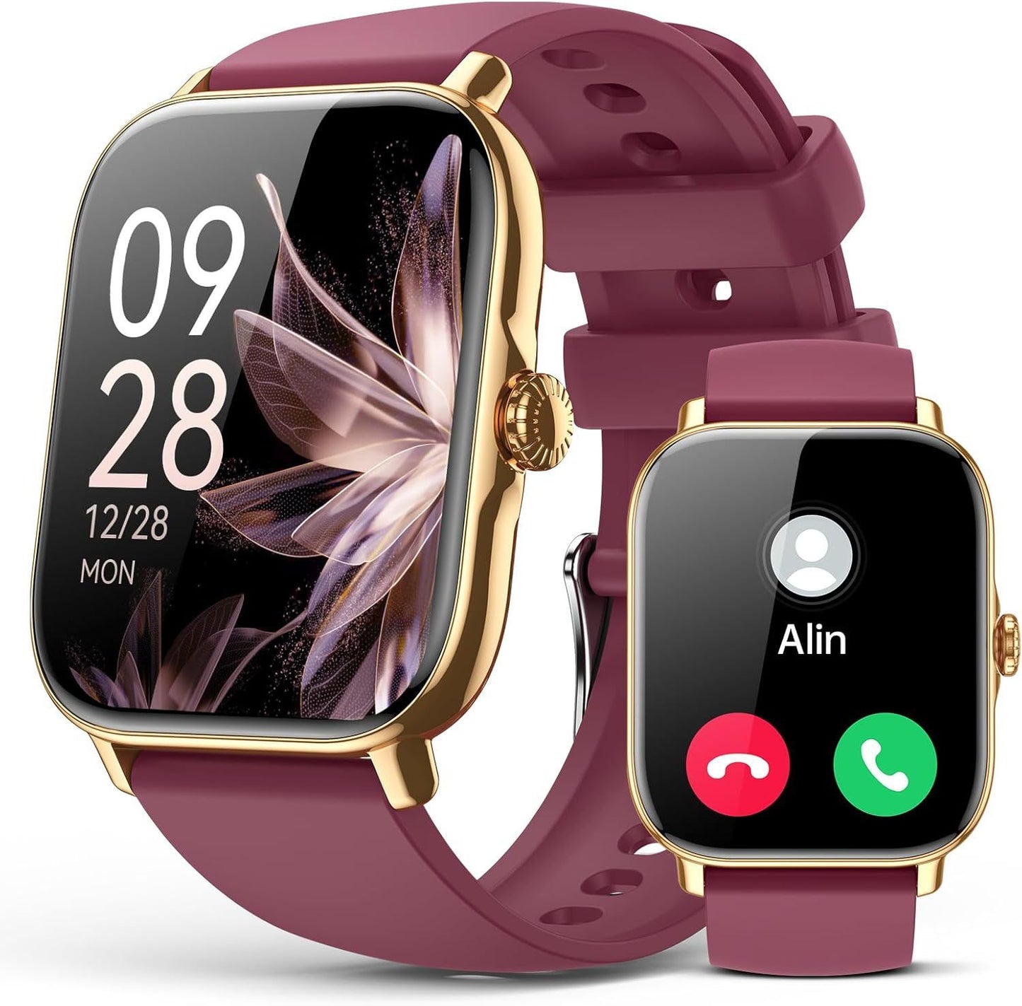 Heart Rate Sleep Test Bluetooth Calling P72 Smart Watch Health DealSniper.net Rose Red