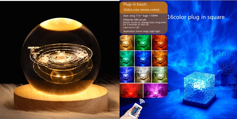 LED Water Ripple Ambient Night Light USB Rotating House DealSniper.net 3W Set8 1PC