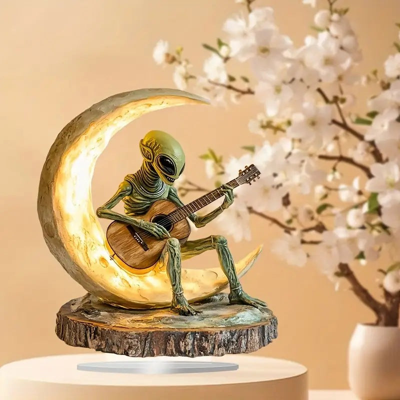 Alien Moon Guitarist Acrylic Home Office Decorations Ornaments Home Decor Gym From House