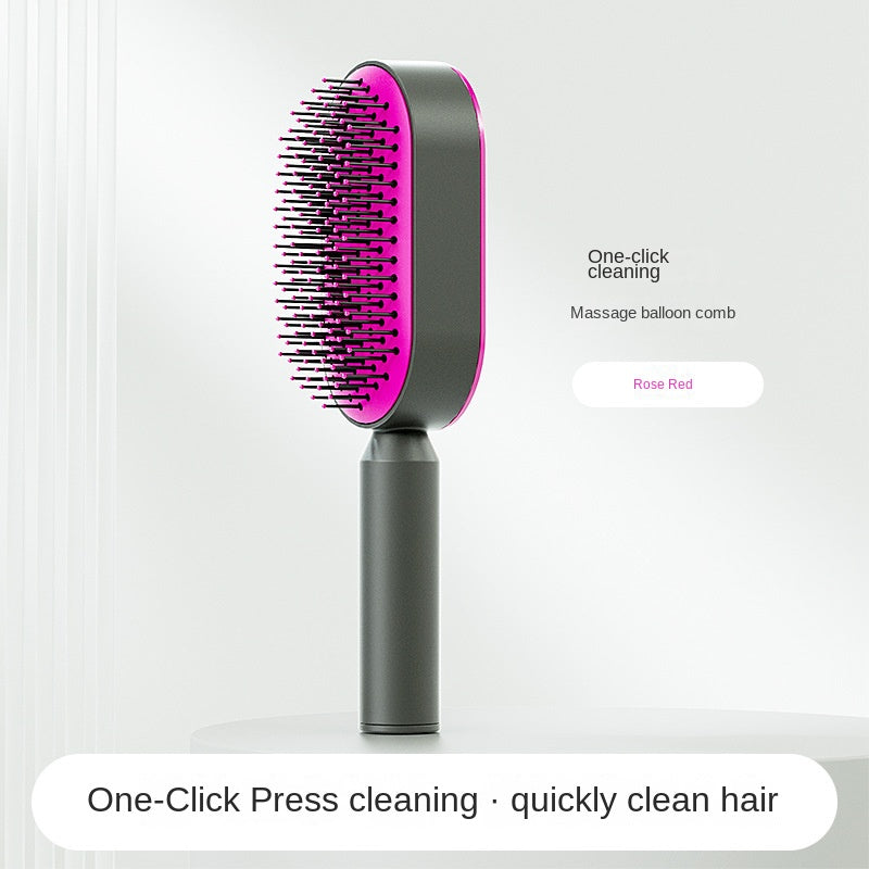 Women Fashion 3D Hair Growth Comb Hairbrush Self-Cleaning Hair Brush Self Cleaning Hair Brush For Women Massage Scalp Promote Blood Circulation Anti Hair Loss Women DealSniper.net Pink