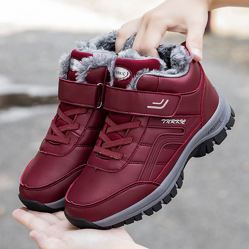 Winter Boots Women Men Warm Plush Velcro Snow Boots Climbing Hiking Shoes Women DealSniper.net Magenta Size35
