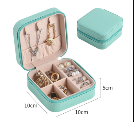 Creative travel portable jewelry box earrings earrings jewelry storage box leather small jewelry bag Jewelry DealSniper.net Blue A