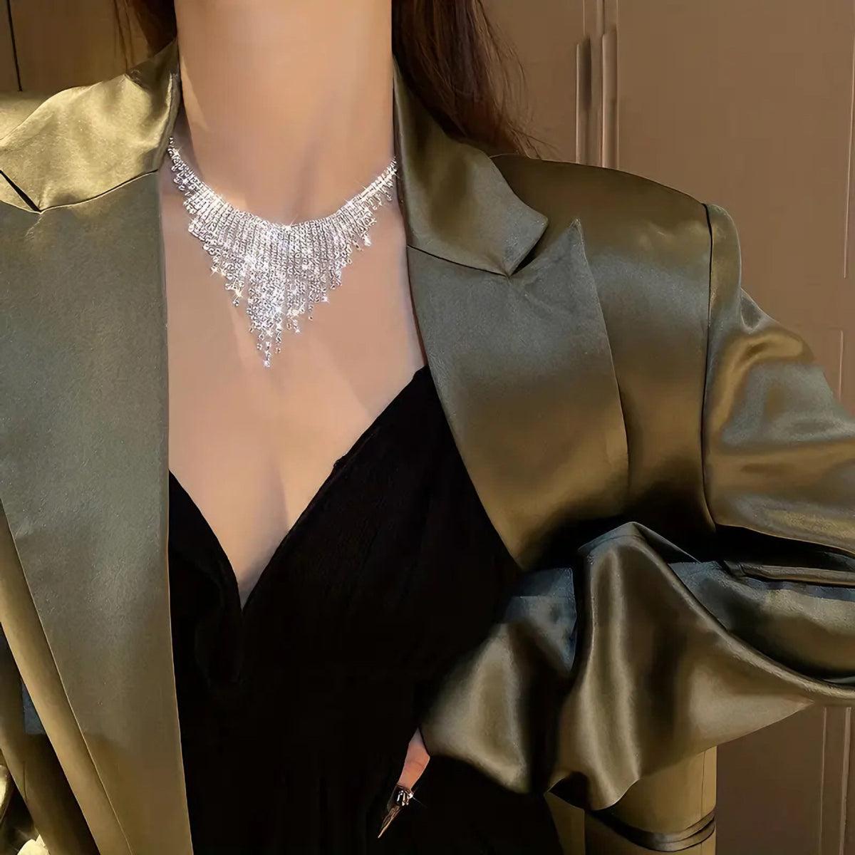 Exaggerated Stylish Trendy Necklace Spring New Diamond Tassel Jewelry Gym From House