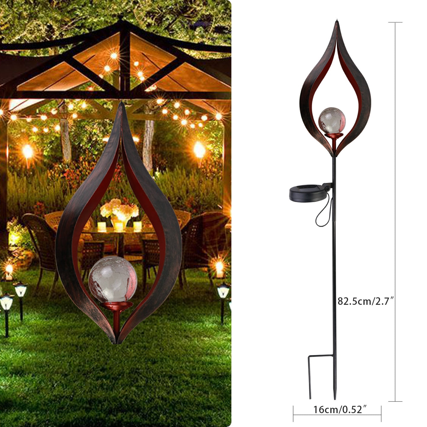 LED Solar Flame Metal Decorative Light Home DealSniper.net H