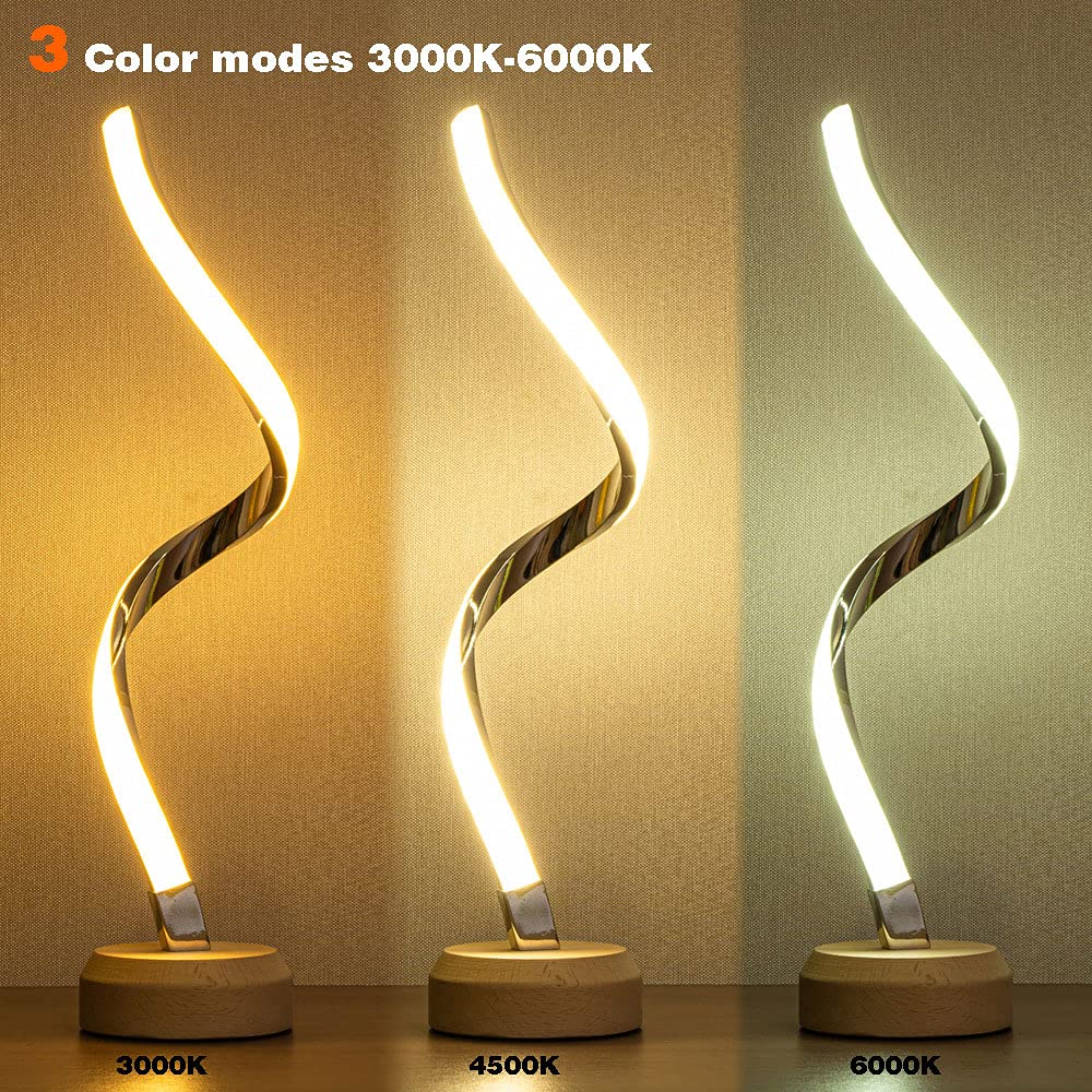 LED Spiral Table Lamp Modern Curved Desk Bedside Lamp Electronics DealSniper.net