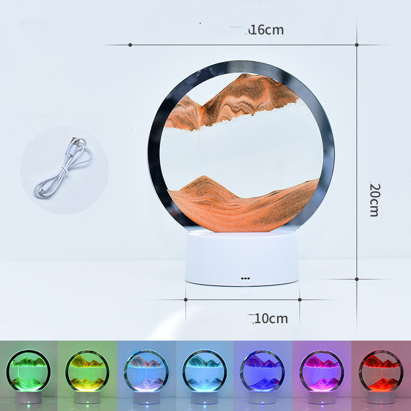 Desktop Quicksand Painting Dynamic Decoration Hourglass Lamp Home Decor Gym From House Orange USB