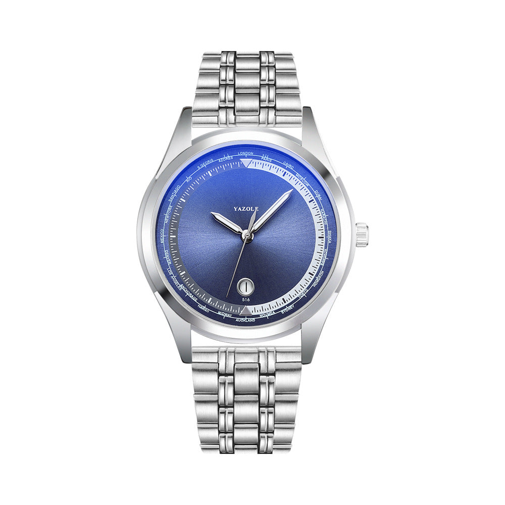 Business Men's Watches Luxury Brand Steel Luminous Waterproof Men DealSniper.net Blue