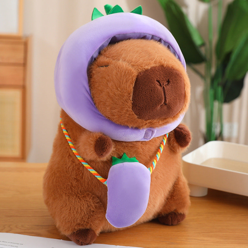Vegetable Water Guinea Pig Doll Capabala Plush Doll Headgear Detachable Kids DealSniper.net Vegetable Capabala Eggplant 28cm