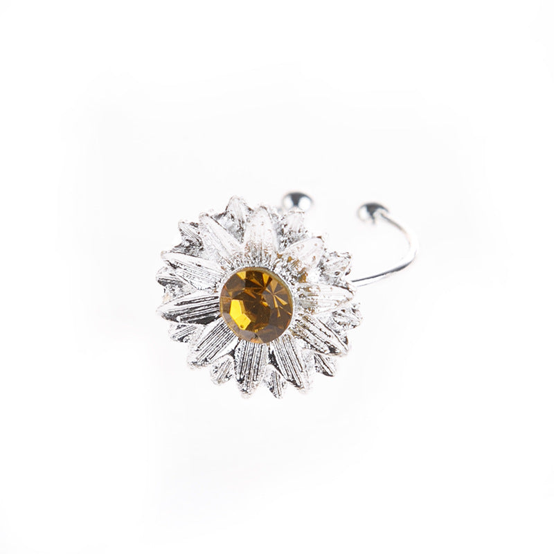 Korean Style Daisy Flower Elegant Opening Rings Women Adjustable Jewelry DealSniper.net Silver