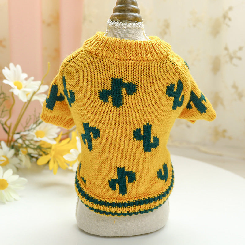 Bowknot Dog Clothes Cat Costume Hollow Knit Dog Sweater Pets DealSniper.net