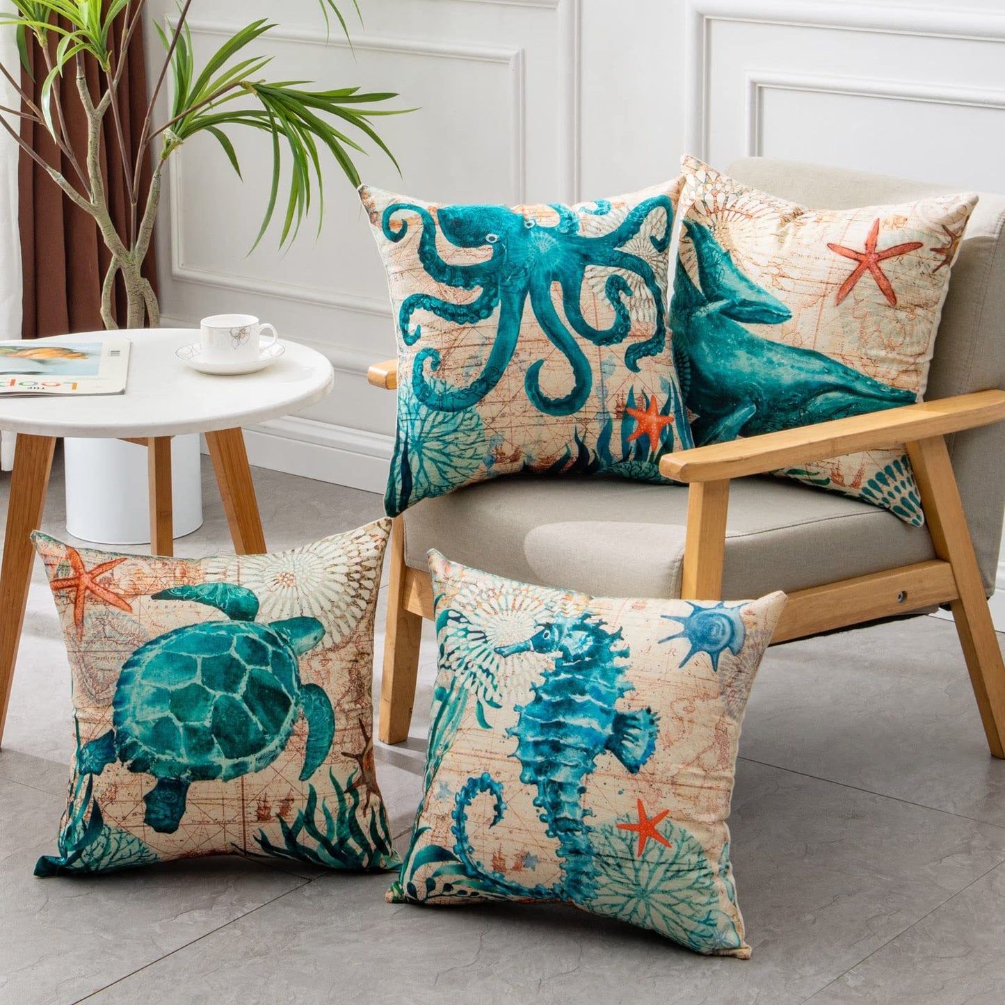 Cushion Covers Sea Turtle Printed Throw Pillow Cases House DealSniper.net