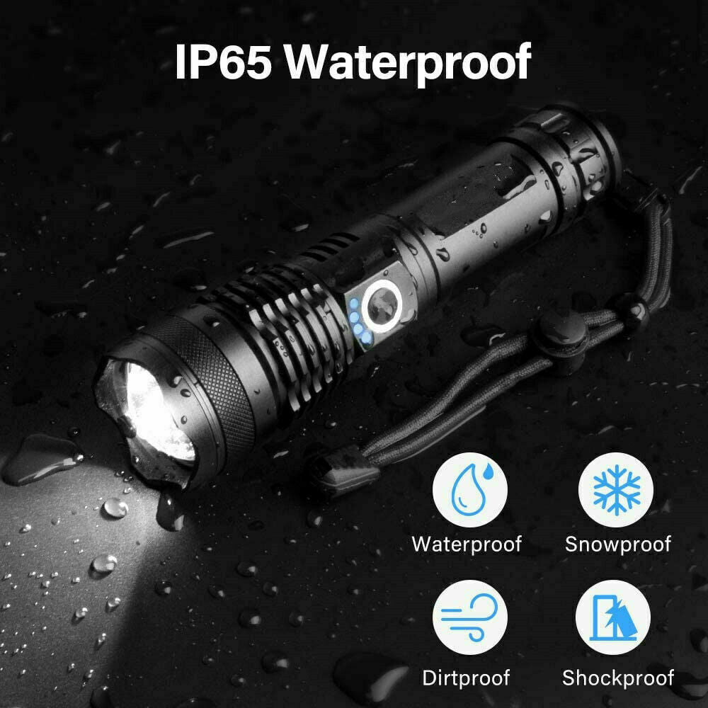 High Power 12000000 Lumen Ultra Bright Aluminum Flashlight LED Rechargeable UK Outdoor DealSniper.net