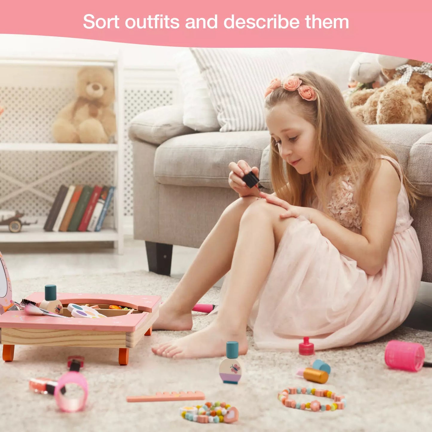 Wooden Cosmetic Makeup Preschool Toys Set Kids DealSniper.net