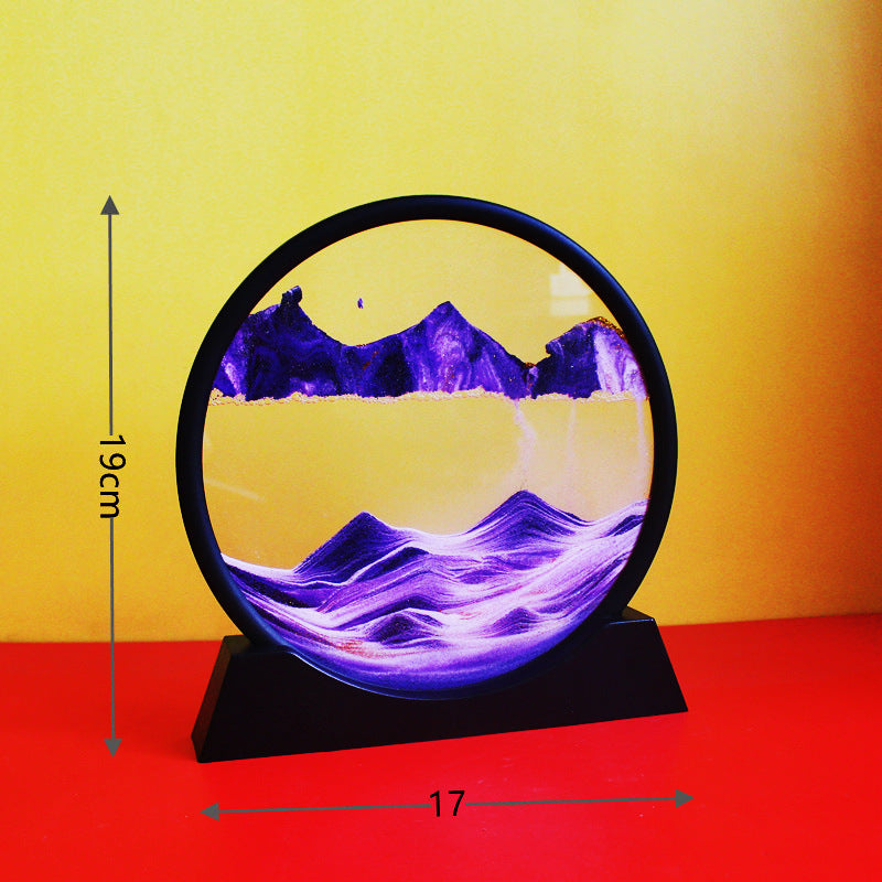 Glass Craft Gift Creative 3D Dynamic Art Quicksand Painting Home Decor dealsniper-net Purple 7inch