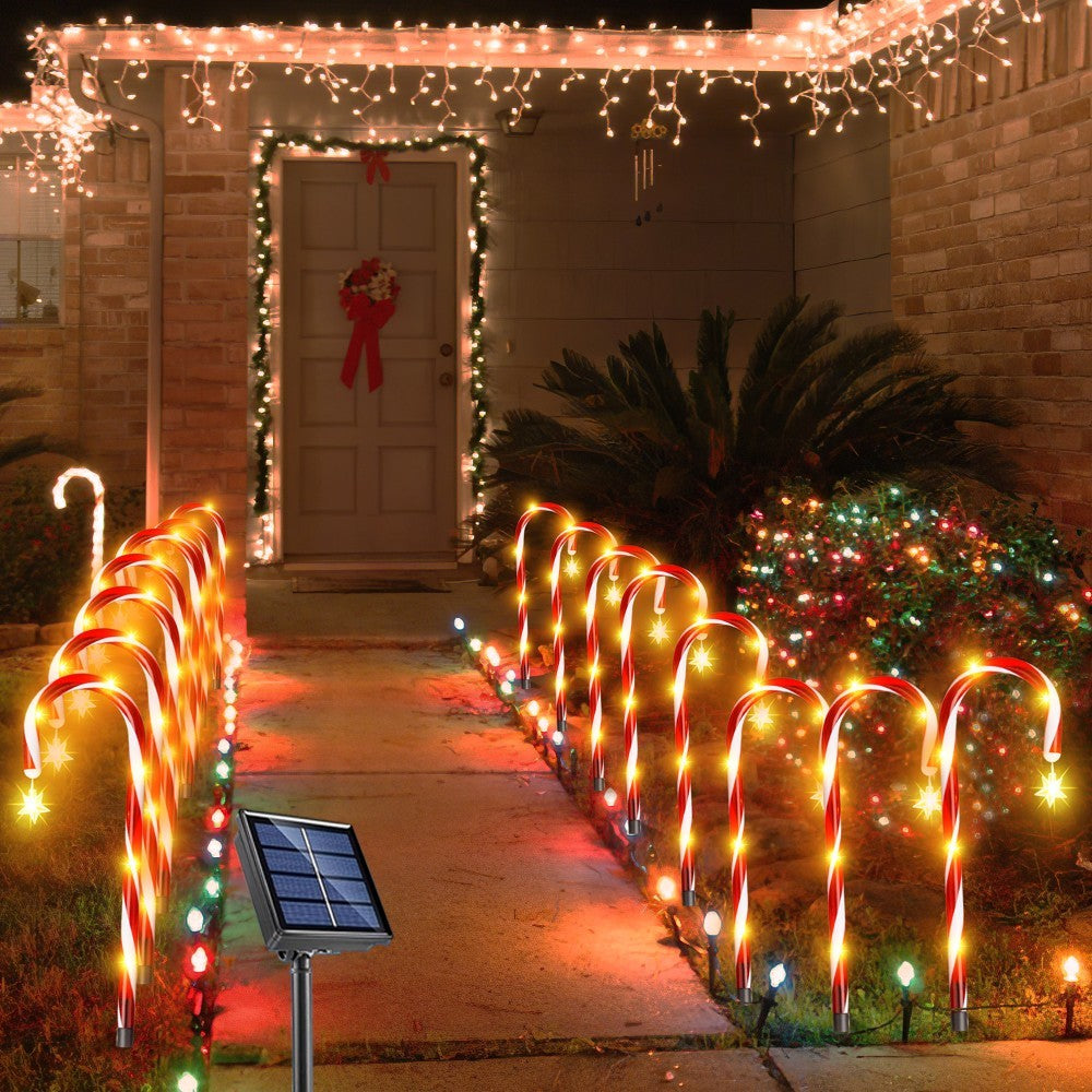 Christmas Solar Candy Cane Lamp Set Of 8 Home Decor DealSniper.net