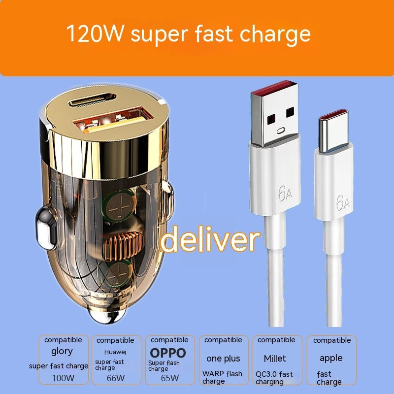 Mini Car Charger Super Fast Charge Head Transparent Vehicle DealSniper.net 4 Style