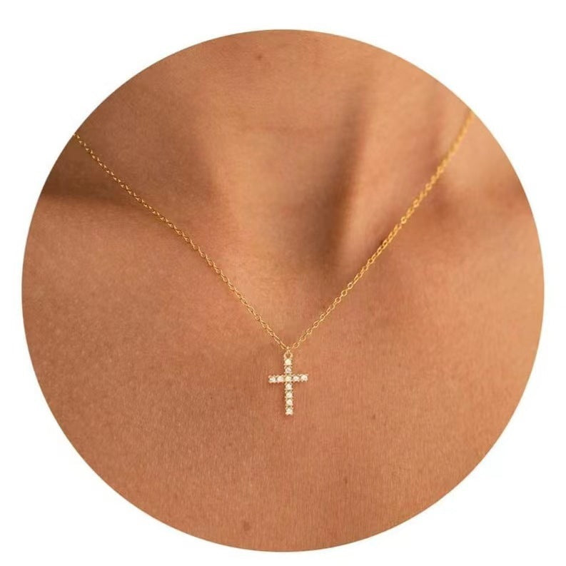 Fashion Jewelry Cross Full Diamond Crown Rotatable Necklace Jewelry DealSniper.net