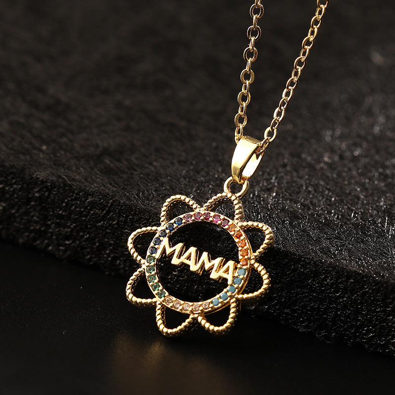 Mom Necklace Pendant Colored Zircon Clavicle Chain Jewelry DealSniper.net