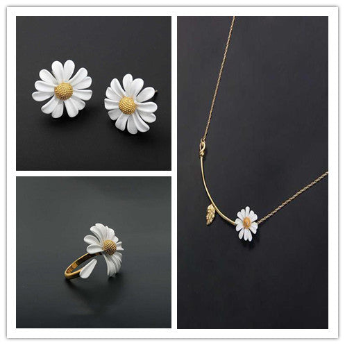 Premium Sense Daisy Earrings Necklace Female Clavicle Chain Jewelry DealSniper.net Mix Set1