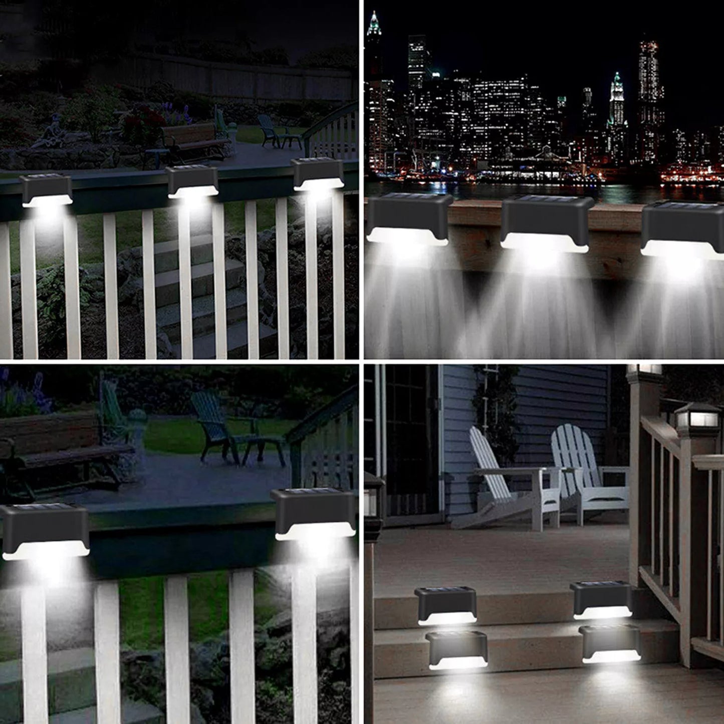 4 Solar LED Bright Deck Lights Outdoor Garden Patio Outdoor DealSniper.net