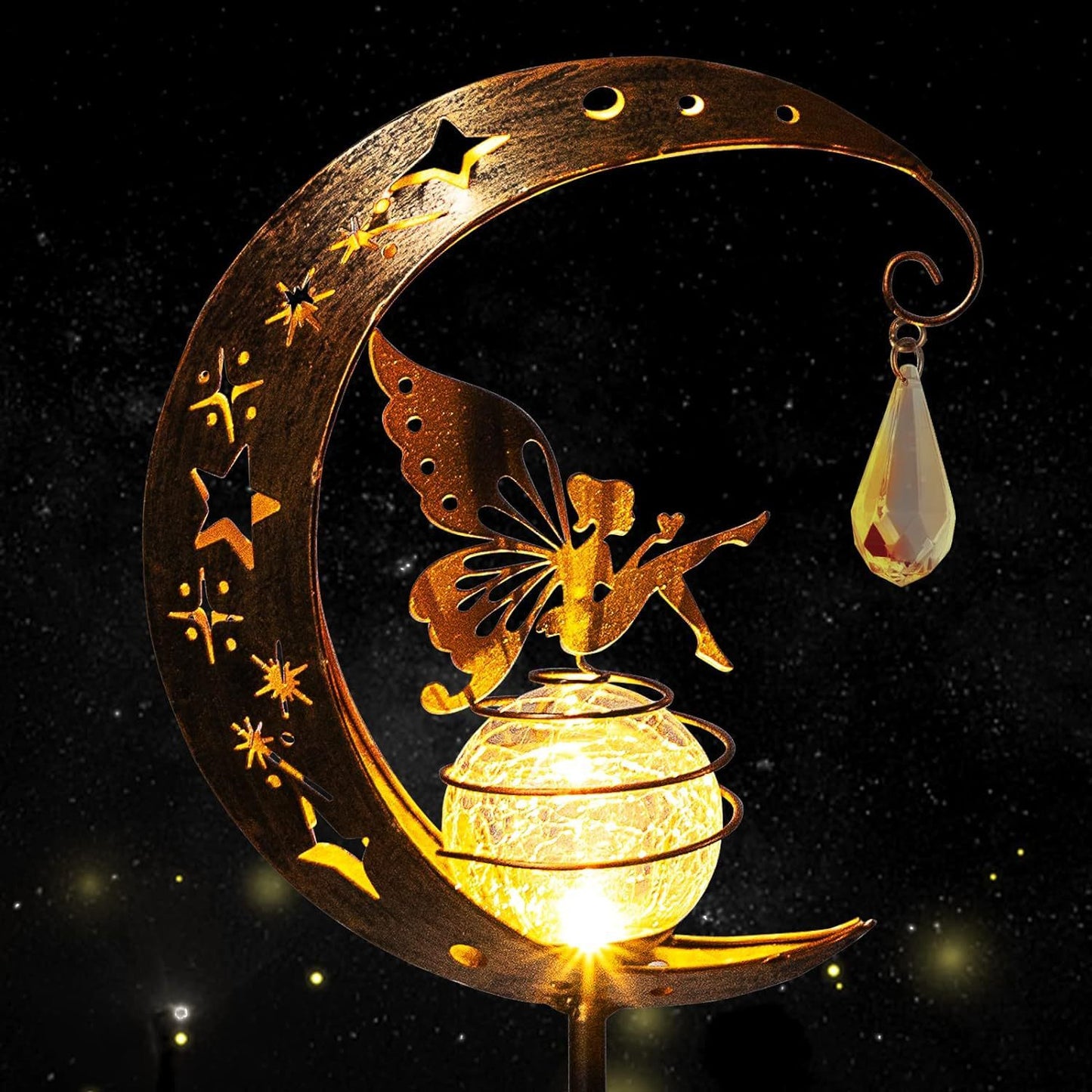 Solar Moon Fairy Lamp Outdoor Garden Iron Art Garden DealSniper.net