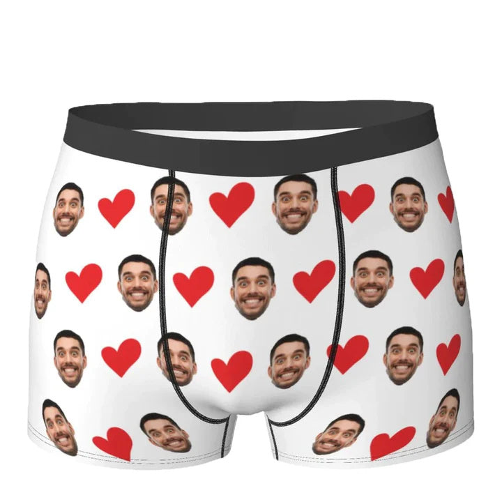 Personalized Face Photo Underwear Boxer Briefs Men Men DealSniper.net White 2XL