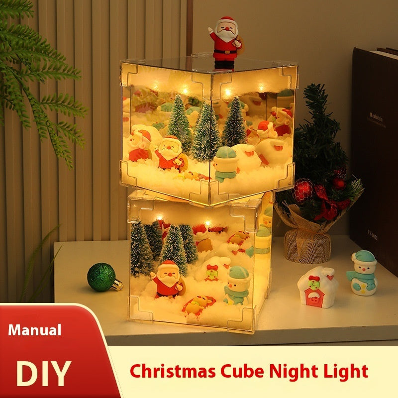 Christmas DIY Decorations Mirror And LED Cube Lamp Home Decor DealSniper.net