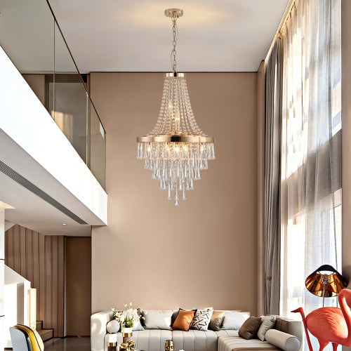 Golden Crystal Chandelier, Large Modern Luxury Chandelier Home Decor DealSniper.net