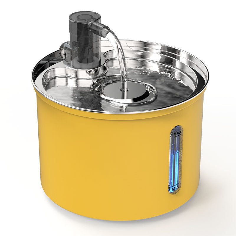 Pet Stainless Steel Plastic Spray Mute Water Dispenser Pets dealsniper-net Yellow 3.0L