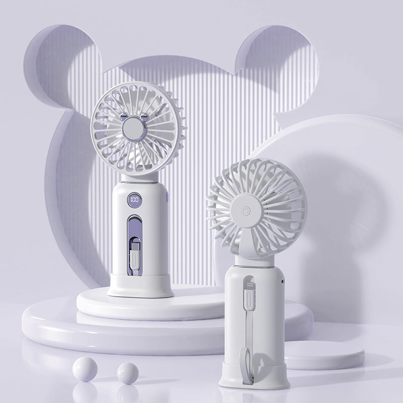 2-in-1 Handheld Fan Fast Charging Power Supply Portable Handheld Gadgets dealsniper-net White USB