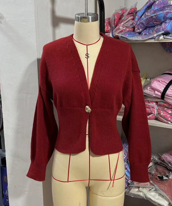 New V-neck Button Cardigan Fashion Knitted Sweater Women DealSniper.net