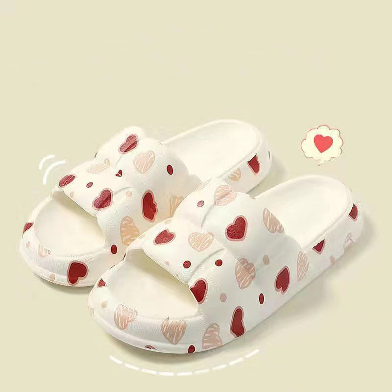 Women Home Shoes Bathroom Slippers Soft Sole Slides Summer Beach Shoes Women DealSniper.net White love 36and37