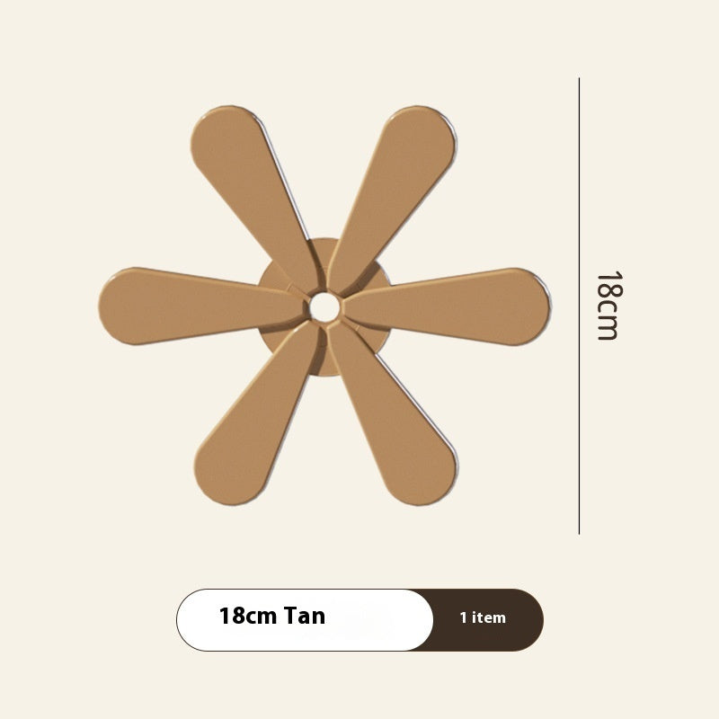 4pcs Silicone Mat Dishes Insulation Pad Tree Shape Trivet Set Kitchen DealSniper.net Tan 1PCs