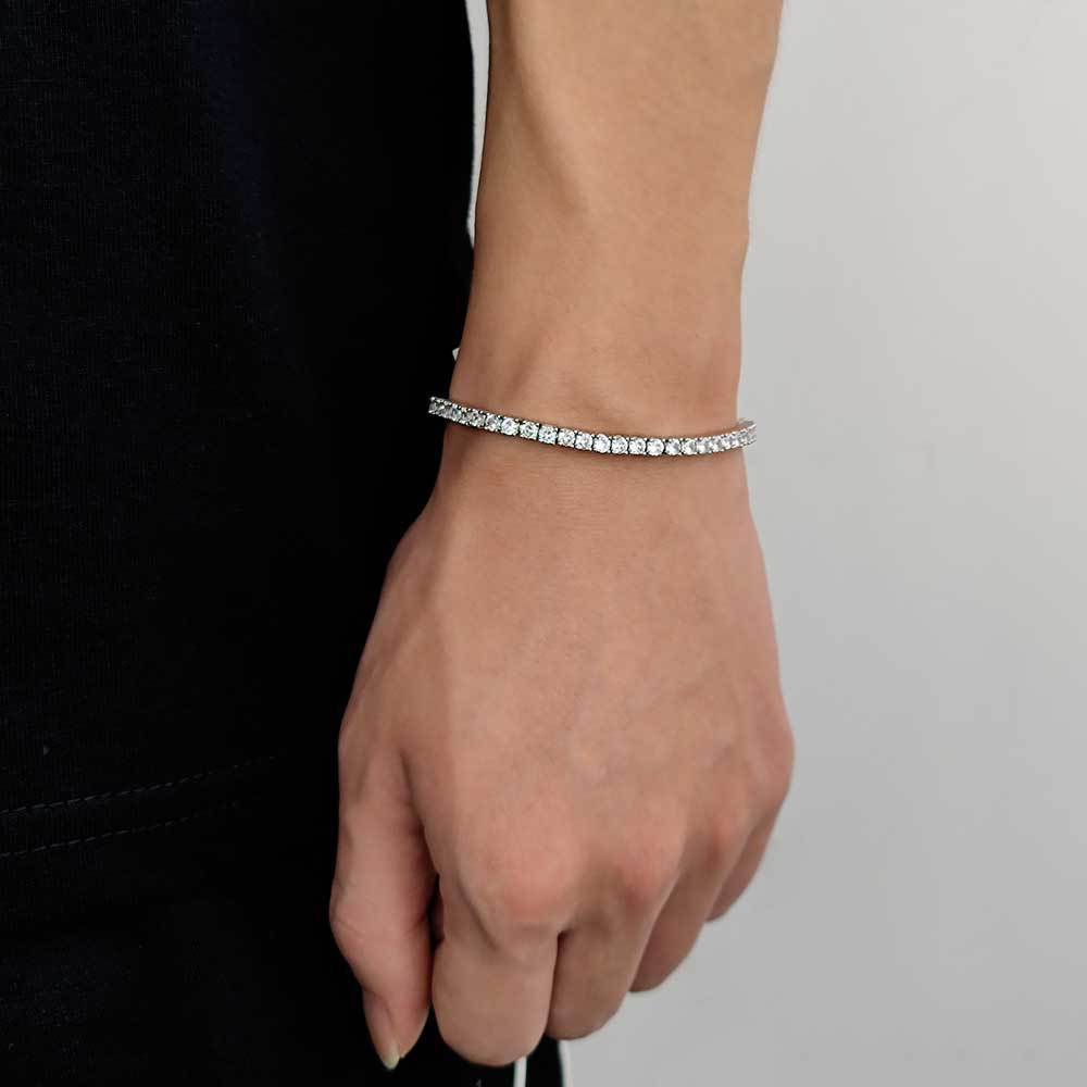 Zircon Bracelet Rhinestone-encrusted Jewelry Jewelry DealSniper.net Platinum Width 3mm Bracelet 7 Inches Length 18cm
